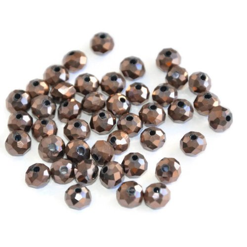 20 perles cristal à facettes marron 6x5mm