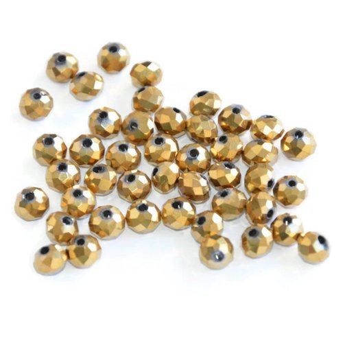 20 perles cristal à facettes doré 6x5mm