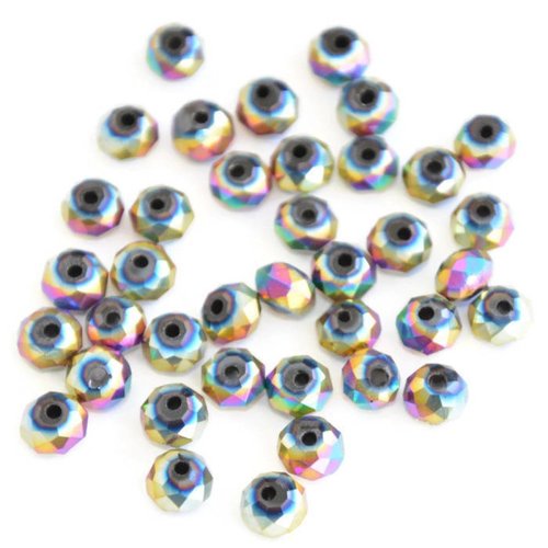 20 perles cristal à facettes multicolore 6x5mm