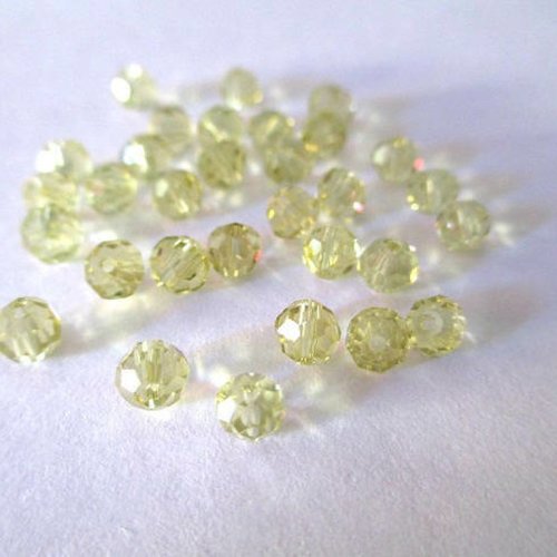 50 perles en verre rondelle à facettes jaune clair 4mm(4pv63)
