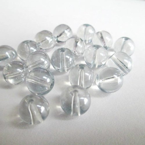 10 perles transparentes a reflets brillant en verre  8mm