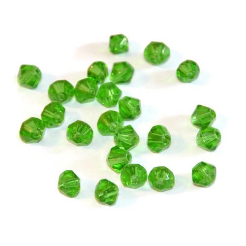 20 perles toupies en verre vert foncé 6mm
