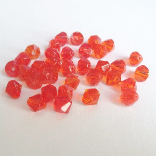 20 perles toupies en verre orange 6mm