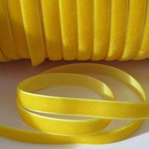 1m ruban velours jaune largeur 10 mm