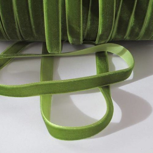 1m ruban velours vert olive largeur 10 mm
