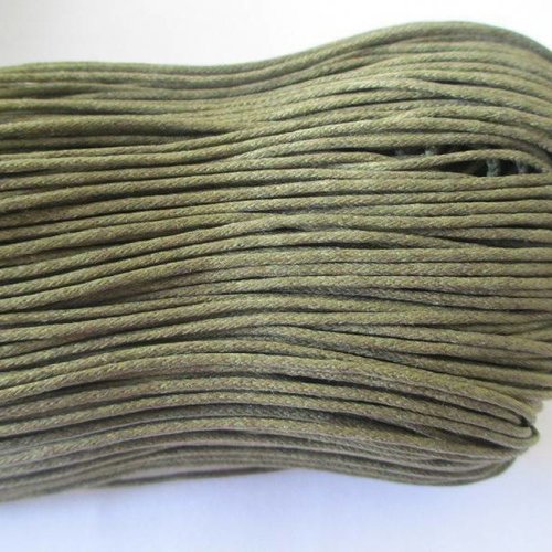 20 mètres fil coton ciré olive 1.5mm
