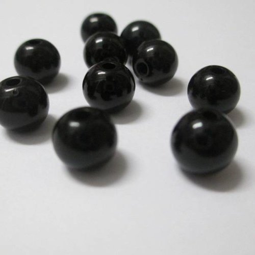 10 perles acrylique noire 8mm