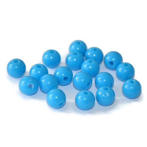 10 perles acrylique bleue 8mm