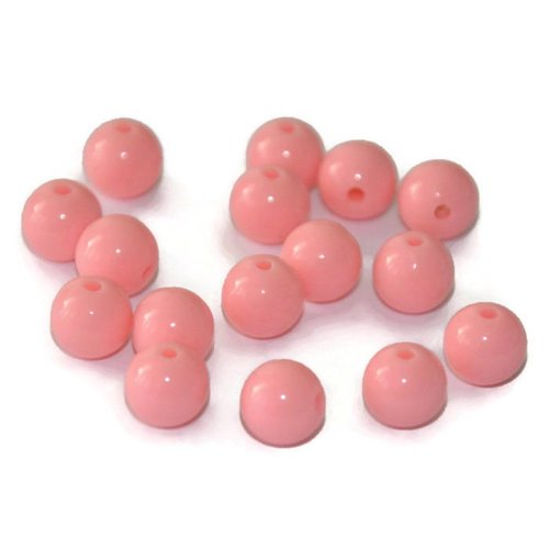 10 perles acrylique rose 8mm