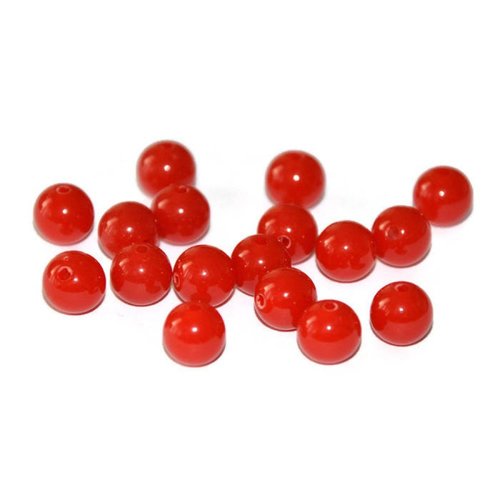 10 perles acrylique rouge 8mm