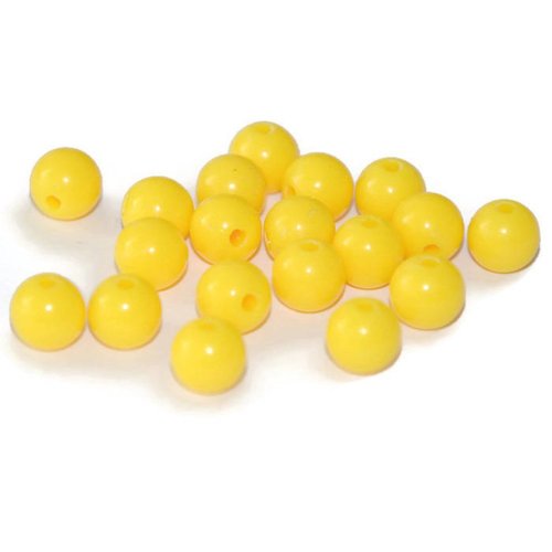 10 perles acrylique jaune 8mm