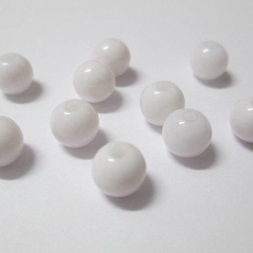 10 perles acrylique blanche 8mm