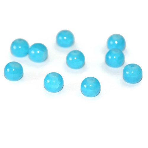 10 perles en verre imitation jade craquelé bleues 8mm