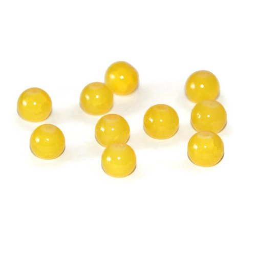 10 perles en verre imitation jade craquelé jaune 8mm