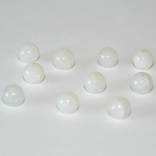 10 perles en verre imitation jade craquelé blanches 8mm