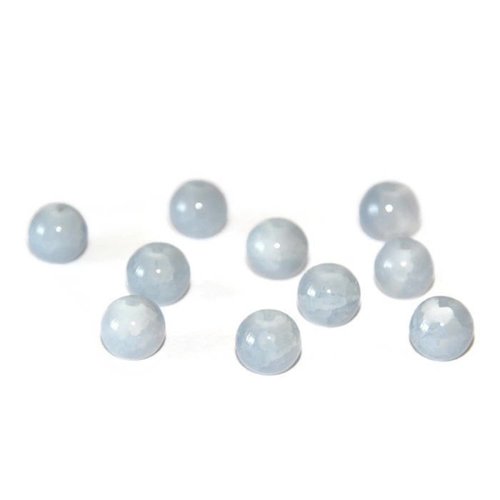 10 perles en verre imitation jade craquelé grises 8mm