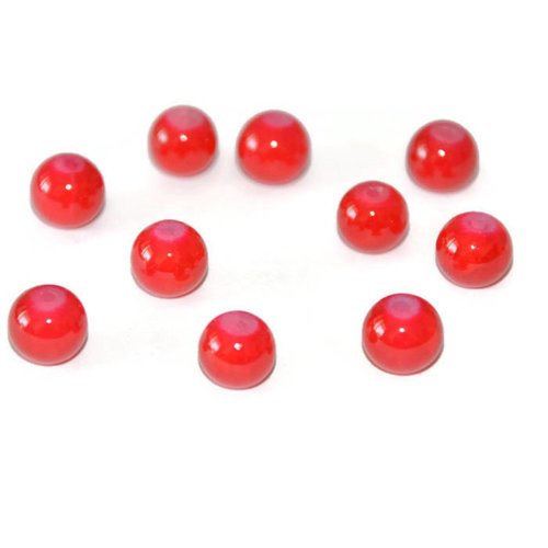 10 perles en verre imitation jade craquelé rouge 8mm