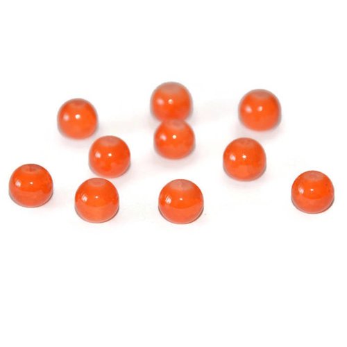 10 perles en verre imitation jade craquelé orange 8mm