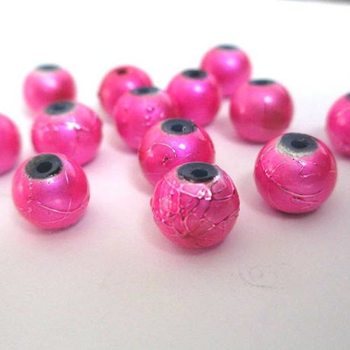 10 perles en verre rose tréfilé 8mm