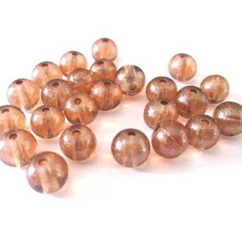 20 perles marron brillant en verre  6mm