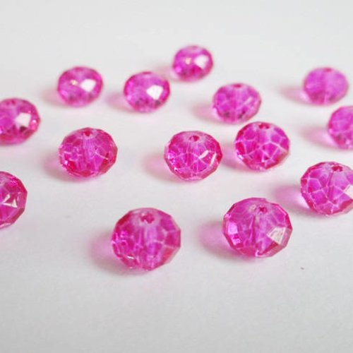 10 perles en verre à facettes rose 8mm