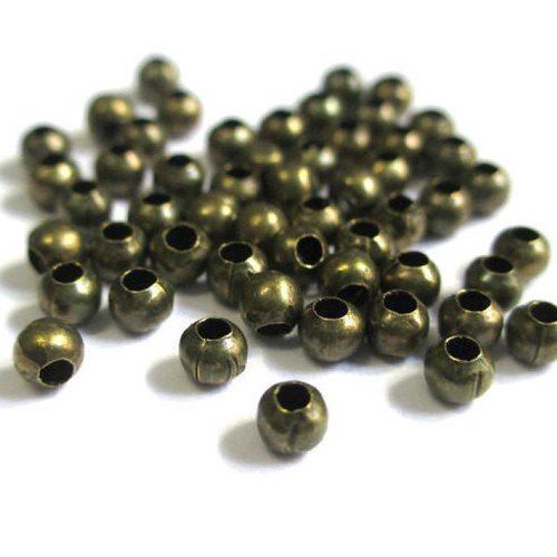 50 perles intercalaires séparateurs en métal 3mm couleur bronze