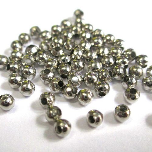 50 perles intercalaires séparateurs en métal 3mm couleur argenté