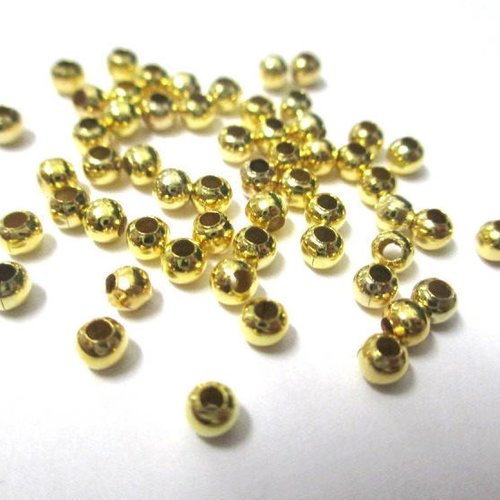 50 perles intercalaires séparateurs en métal 3mm couleur doré
