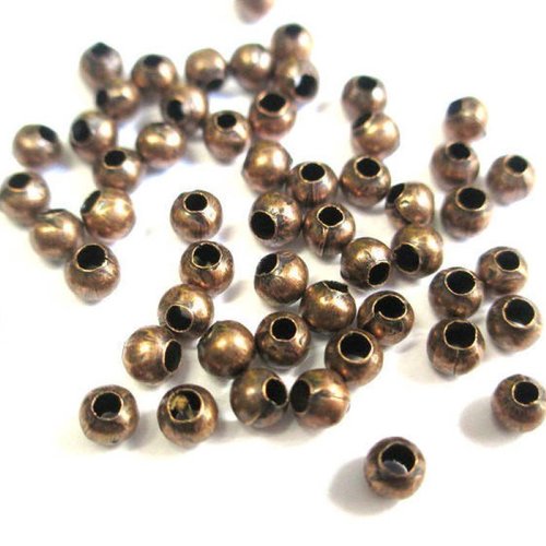 50 perles intercalaires séparateurs en métal 3mm couleur cuivré