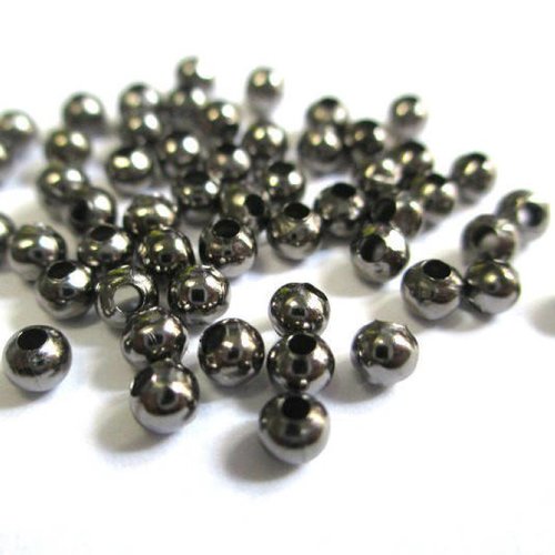 50 perles intercalaires séparateurs en métal 3mm couleur gun métal