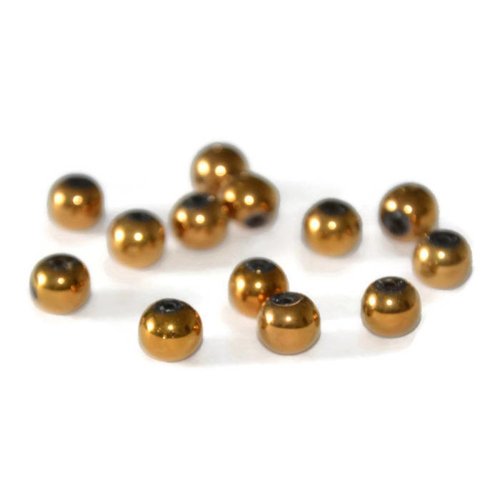 20 perles en verre electroplate doré 6mm