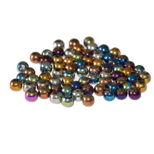 70 perles en verre electroplate mélange de couleur 6mm