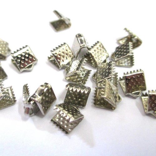 100 embouts à griffes en métal couleur argenté 6x8mm