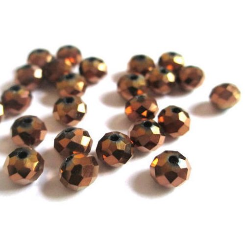 10 perles cristal rondelle à facettes cuivre 6x5mm