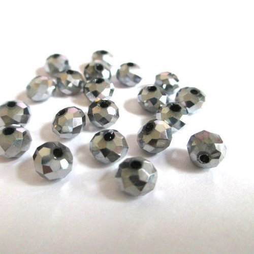 10 perles cristal rondelle à facettes argenté 6x5mm