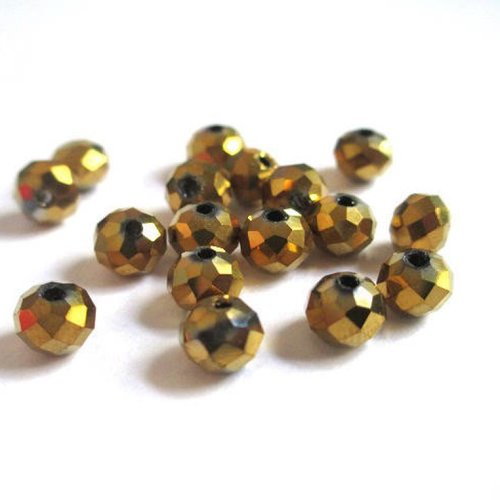 10 perles cristal rondelle à facettes doré 6x5mm