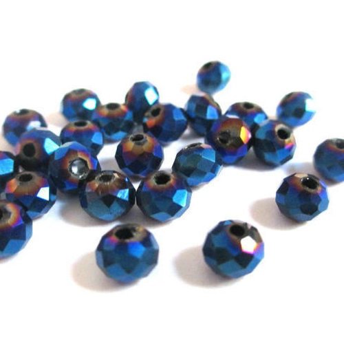 10 perles cristal rondelle à facettes bleu 6x5mm