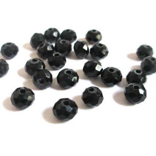 10 perles cristal rondelle à facettes noir 6x5mm
