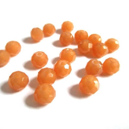 10 perles cristal rondelle à facettes orange 6x5mm