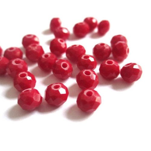 10 perles cristal rondelle à facettes rouge 6x5mm