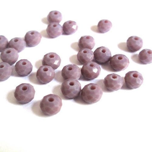10 perles cristal rondelle à facettes violet 6x5mm