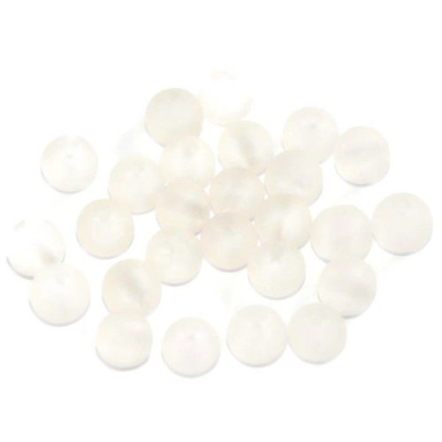 10 perles blanches givré en verre 8mm