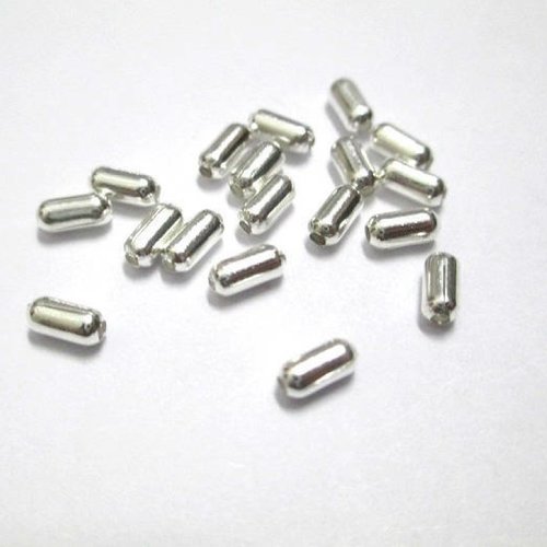 20 perles ovale en métal couleur argent 5x2mm