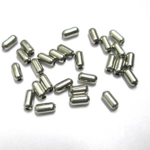 20 perles ovale en métal couleur argenté 5x2mm