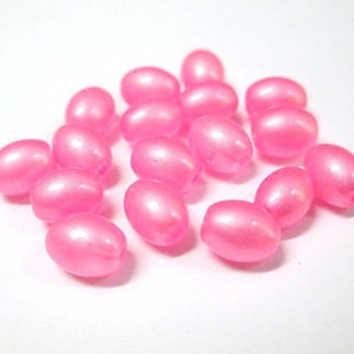 20 perles en verre ovale couleur rose brillant 9x6mm
