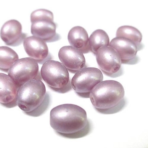 20 perles ovales en verre violet brillant 9x6mm