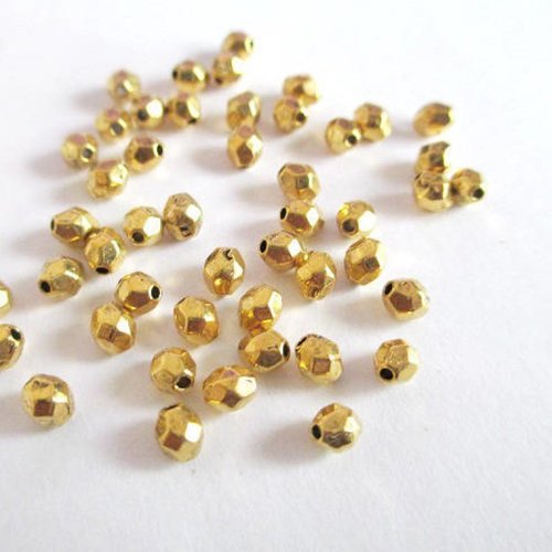 25 perles intercalaire a facettes en métal couleur doré 4x3.5mm (app7)