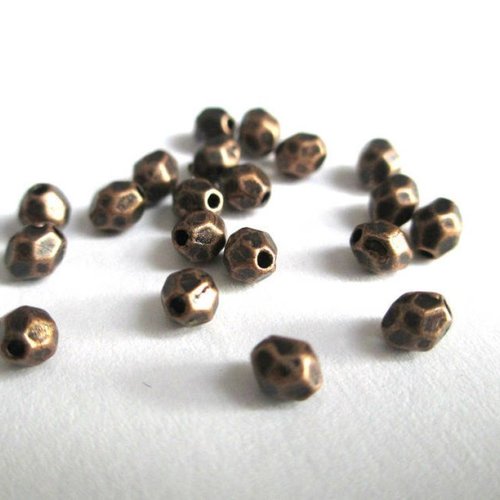 25 perles intercalaire a facettes en métal couleur cuivre 4x3.5mm (app9)
