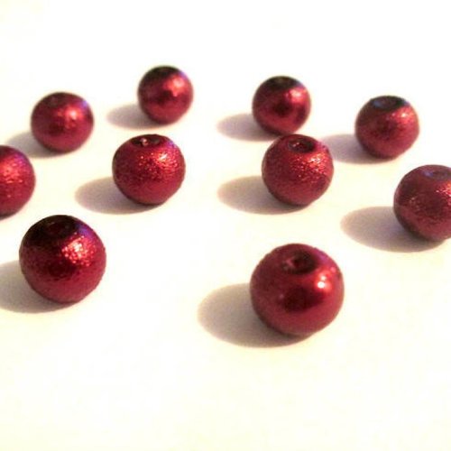 10 perles rouge brillant en verre 8mm