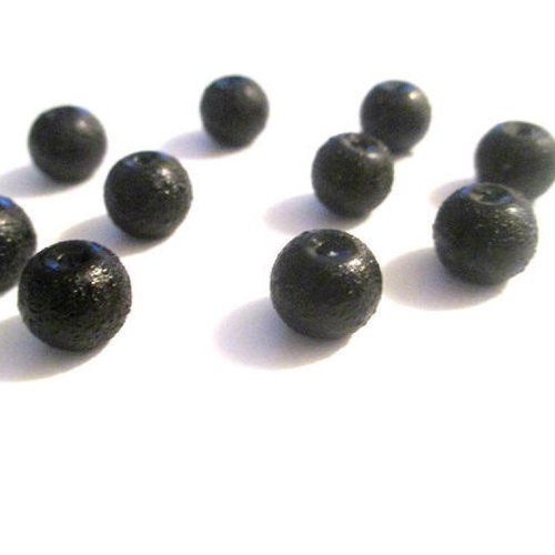 10 perles noir brillant en verre 8mm